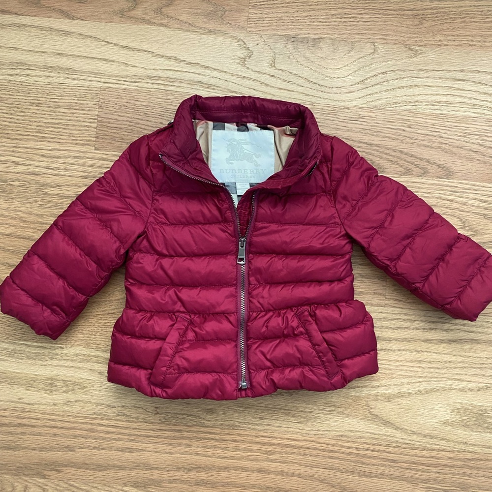Burberry puffer coat Size 12 months